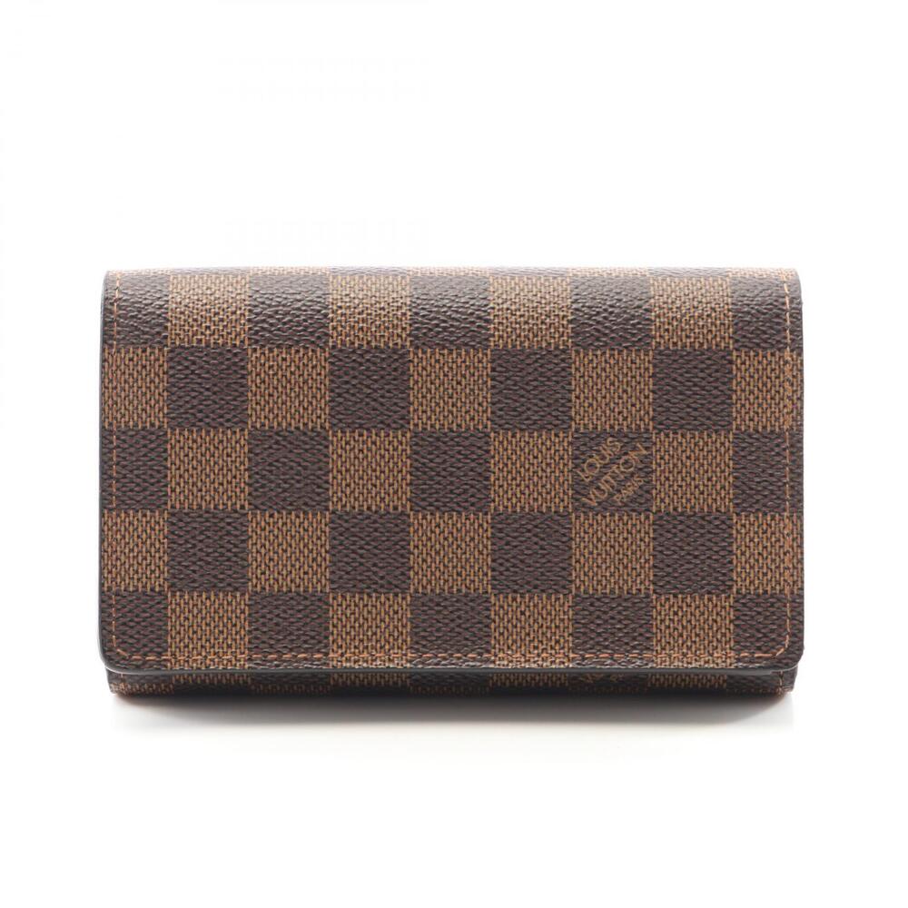 Louis Vuitton Portefeuille Wallet Tresor Damier Ebene Brown Bifold Canvas